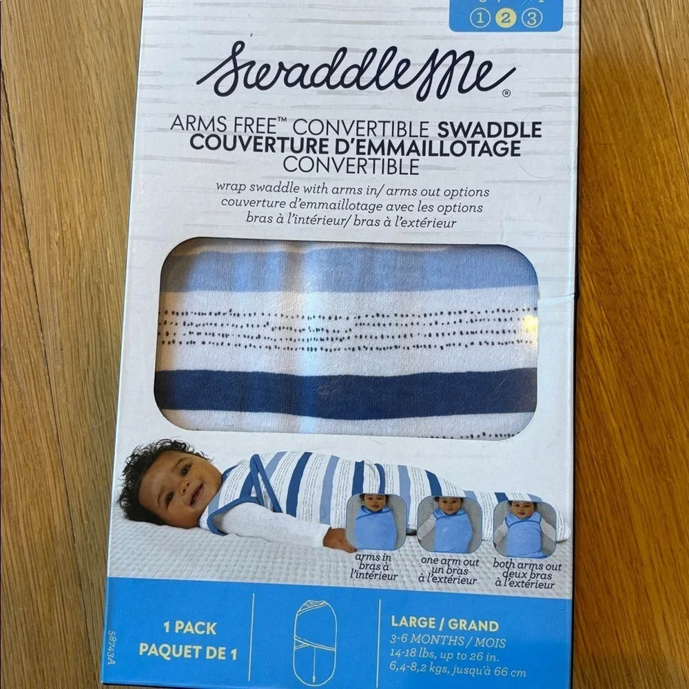 SwaddleMe Arms Free Convertible Swaddle NIB Size Large 3-6 Mos.